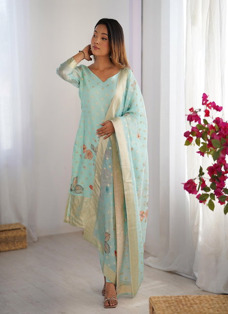 Sp 16 Chanderi Silk Top Bottom With Dupatta Suppliers In India
